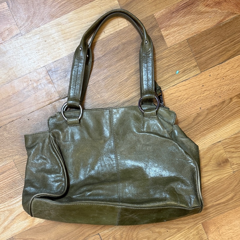 Olive Green Leather hobo bag.